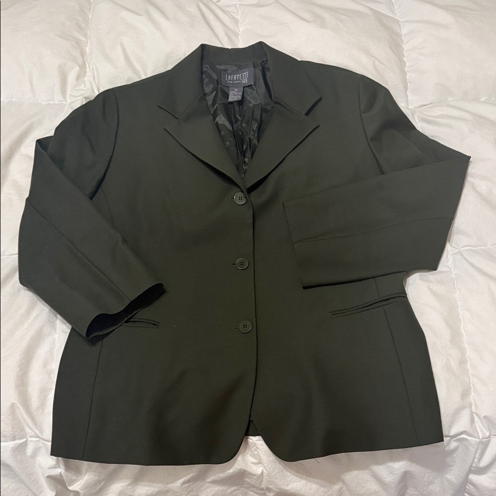Lafayette 148 New York Dark Green office Blazer lined like New 14 large XL - Picture 1 of 9